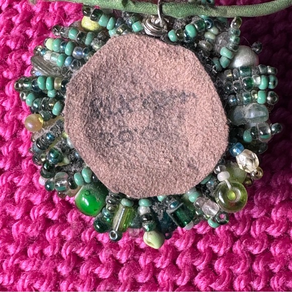 6cm Green Ombré Confetti Beaded Necklace on 42cm Chord - Picture 4 of 5